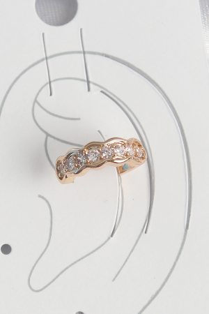 Pirinç Gold Renk Zirkon Taşlı Kadın Kıkırdak Küpe