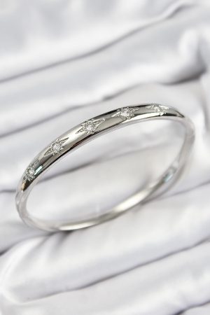 Pirinç Zirkon Taşlı Kutup Yıldızı Model Gümüş Renk Kadın Kelepçe