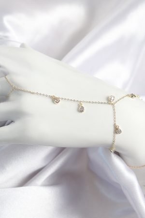 Pirinç Zirkon Taşlı Sallantılı Damla Model Gold Renk Kadın Şahmeran