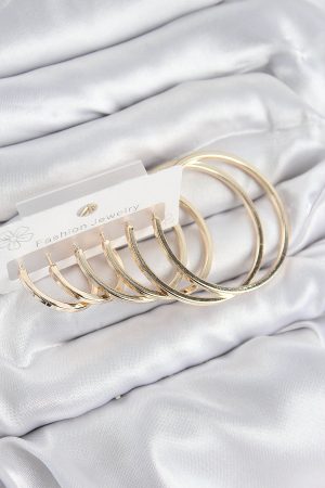 Pirinç Halka Model Gold Renk Kadın Set Küpe