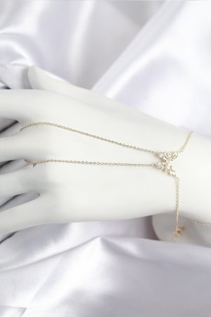 Pirinç Zirkon Taşlı Kelebek Model Gold Renk Şahmeran