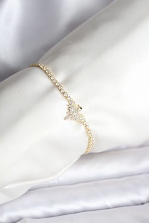 Anka Kuşu Model Zirkon Taşlı Gold Renk Pirinç Su Yolu Kadın Bileklik